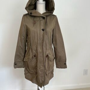 Zara Basics Women's Hooded Parka Coat - Tan